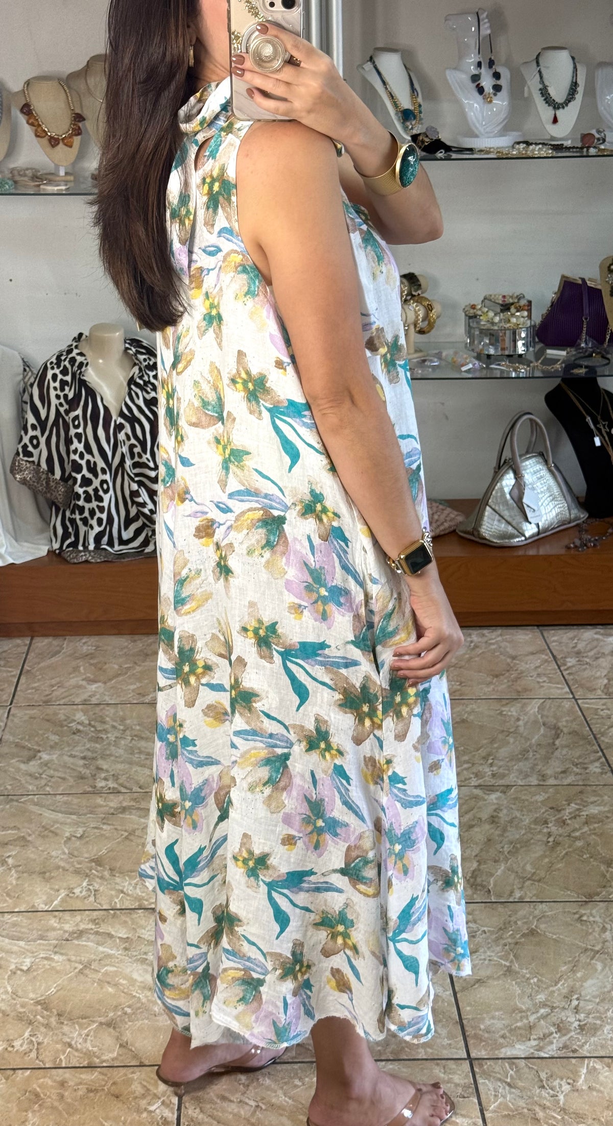 OS Pastel Floral Linen Jumpsuit (NO RETURNS OR EXCHANGE)