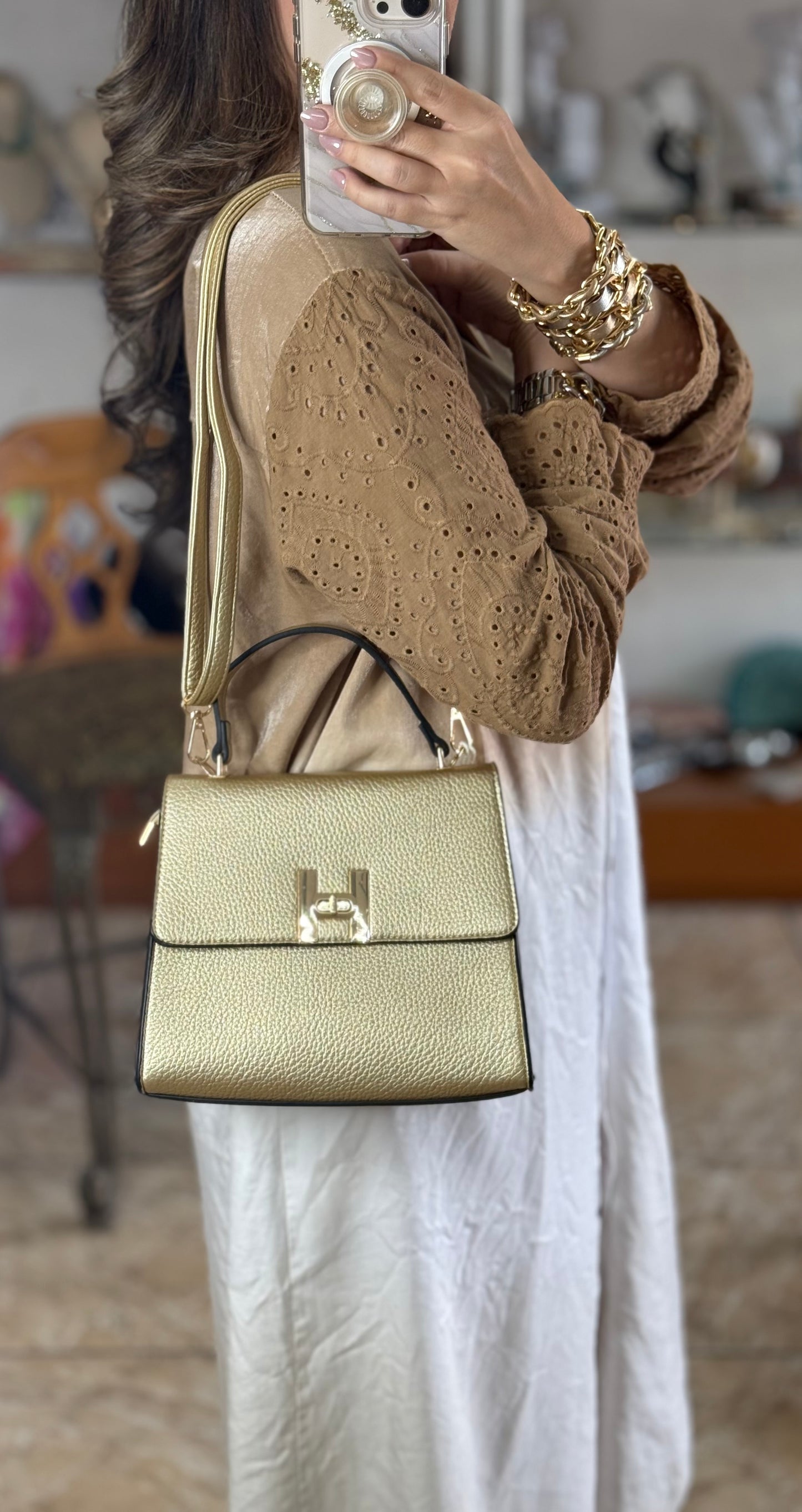 Chic Metallic Bag with Wallet (FINAL SALE)