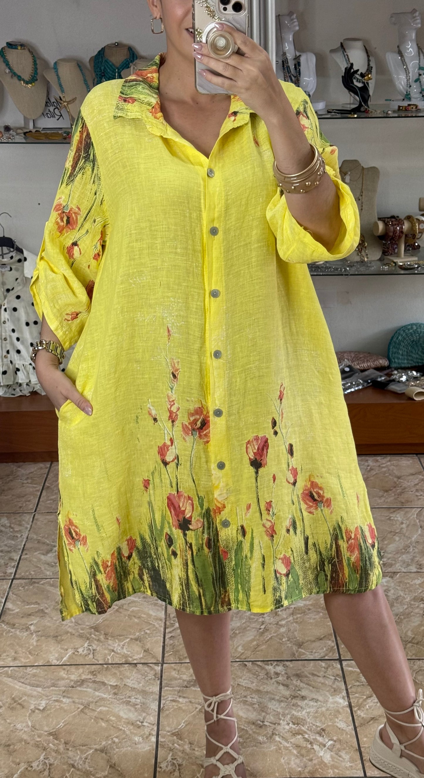 Malena OS Linen Dress (NO RETURNS OR EXCHANGE)