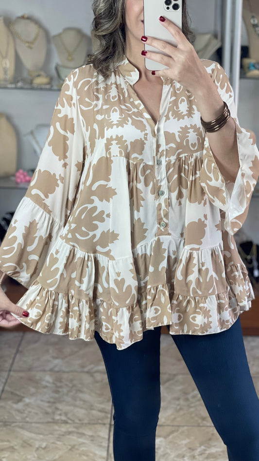 Cream/Beige OS Boho Top