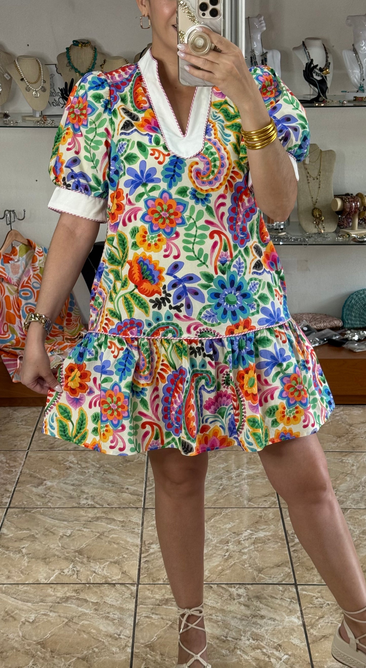 Vibrant Flowers Mini Dress