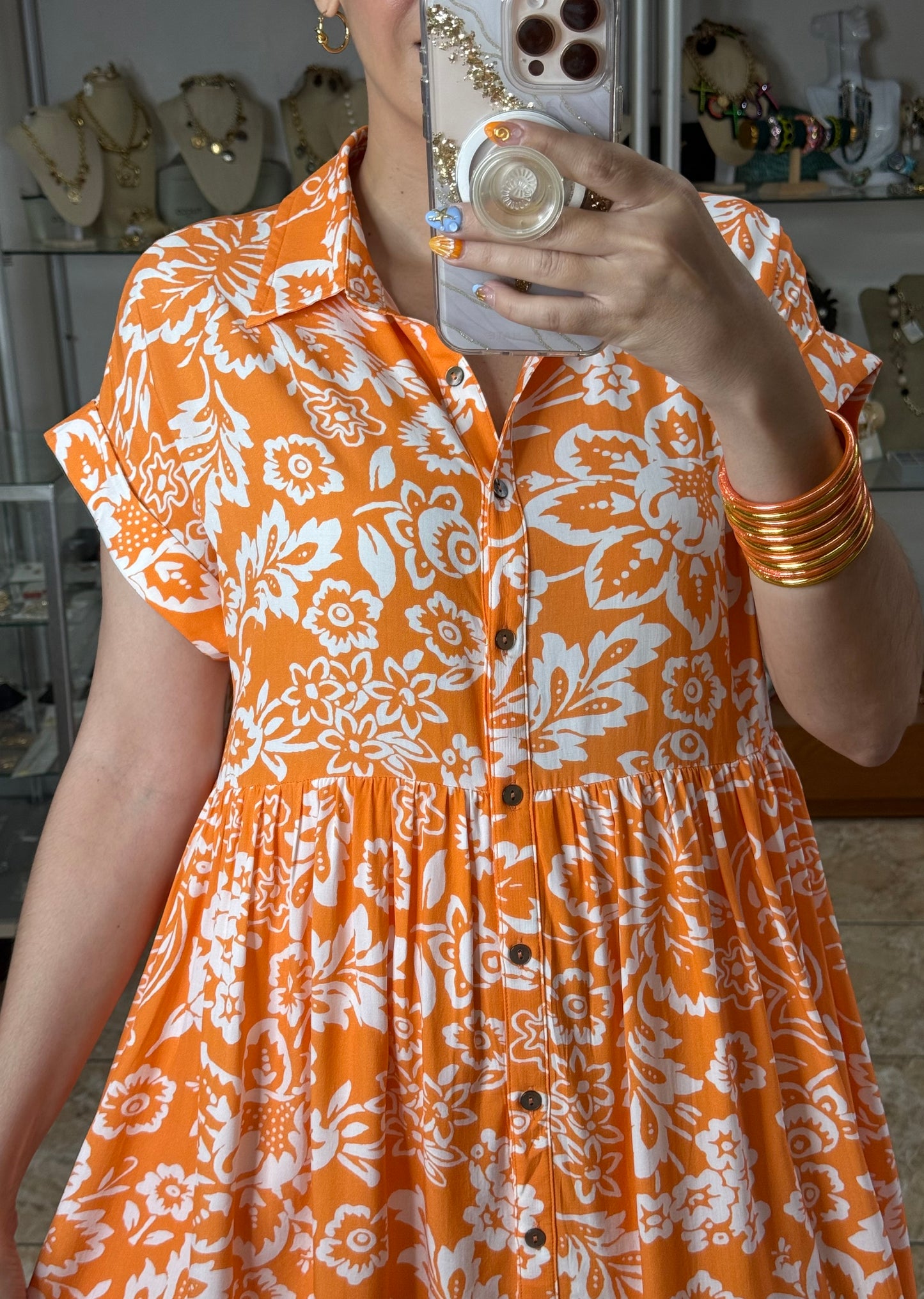 Orange Floral Doll Dress