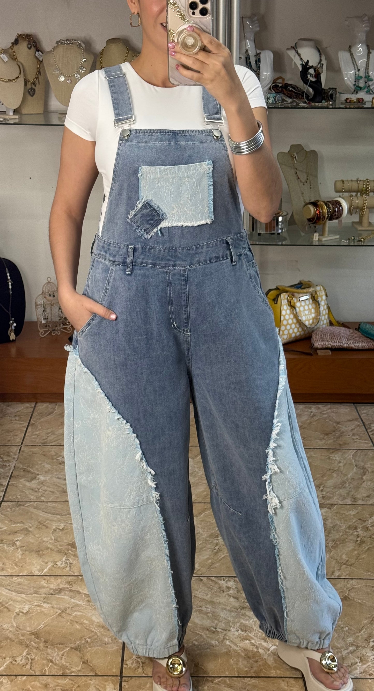 Barrel Style Denim Overall