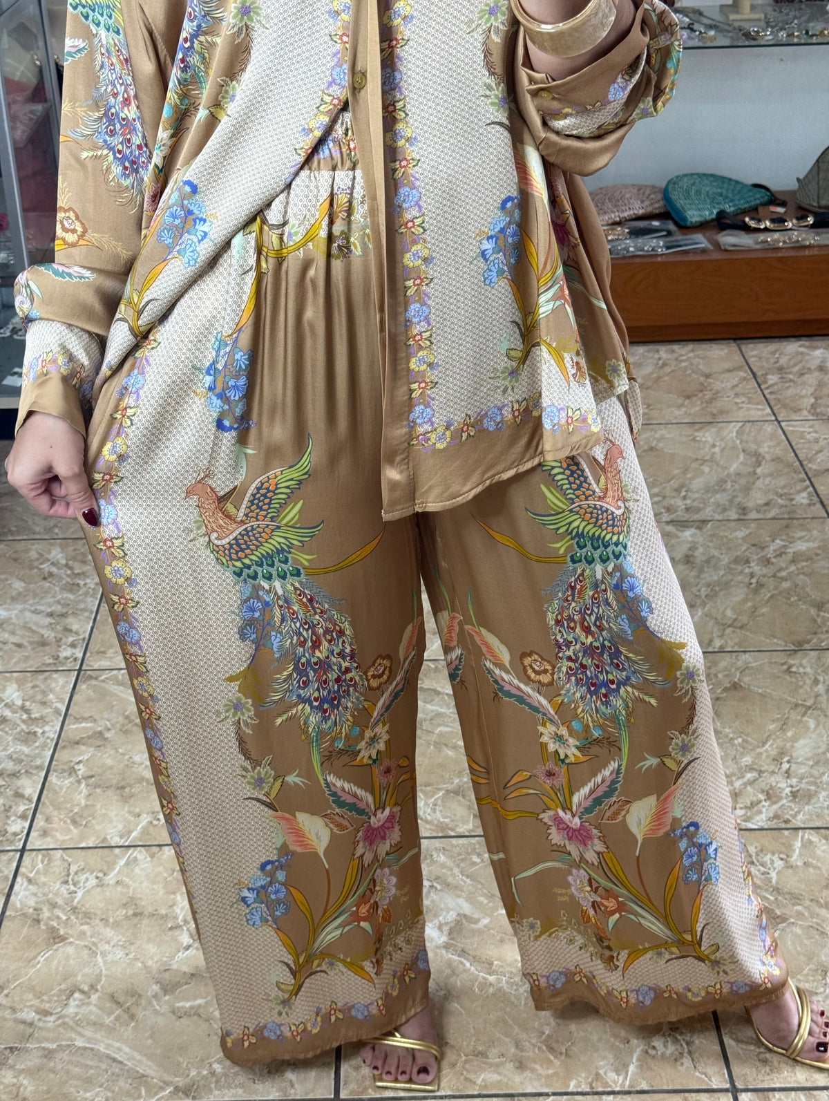Birds & Flowers OS Satin Set (NO RETURNS OR EXCHANGE)