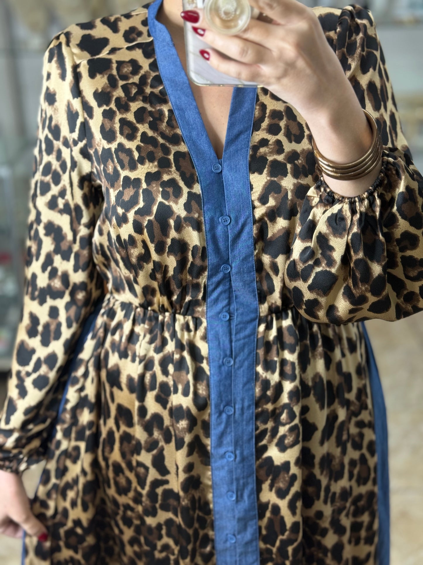 Button Down Maxi Leopard Dress