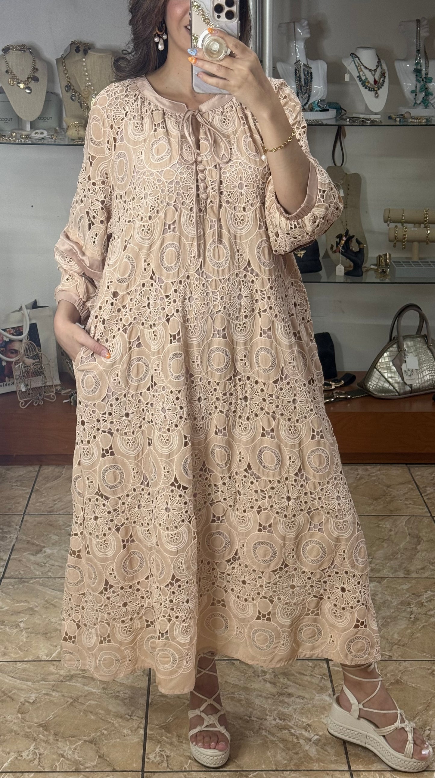 Belisse Embroidered OS Maxi Dress (FINAL SALE)
