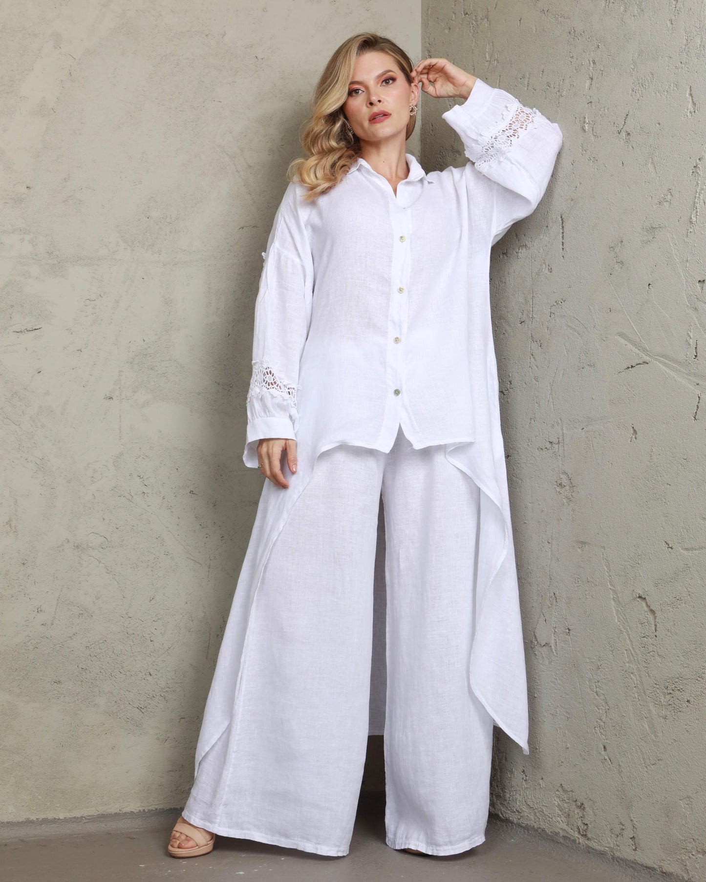 High/Low OS Linen Pant Set (FINAL SALE)