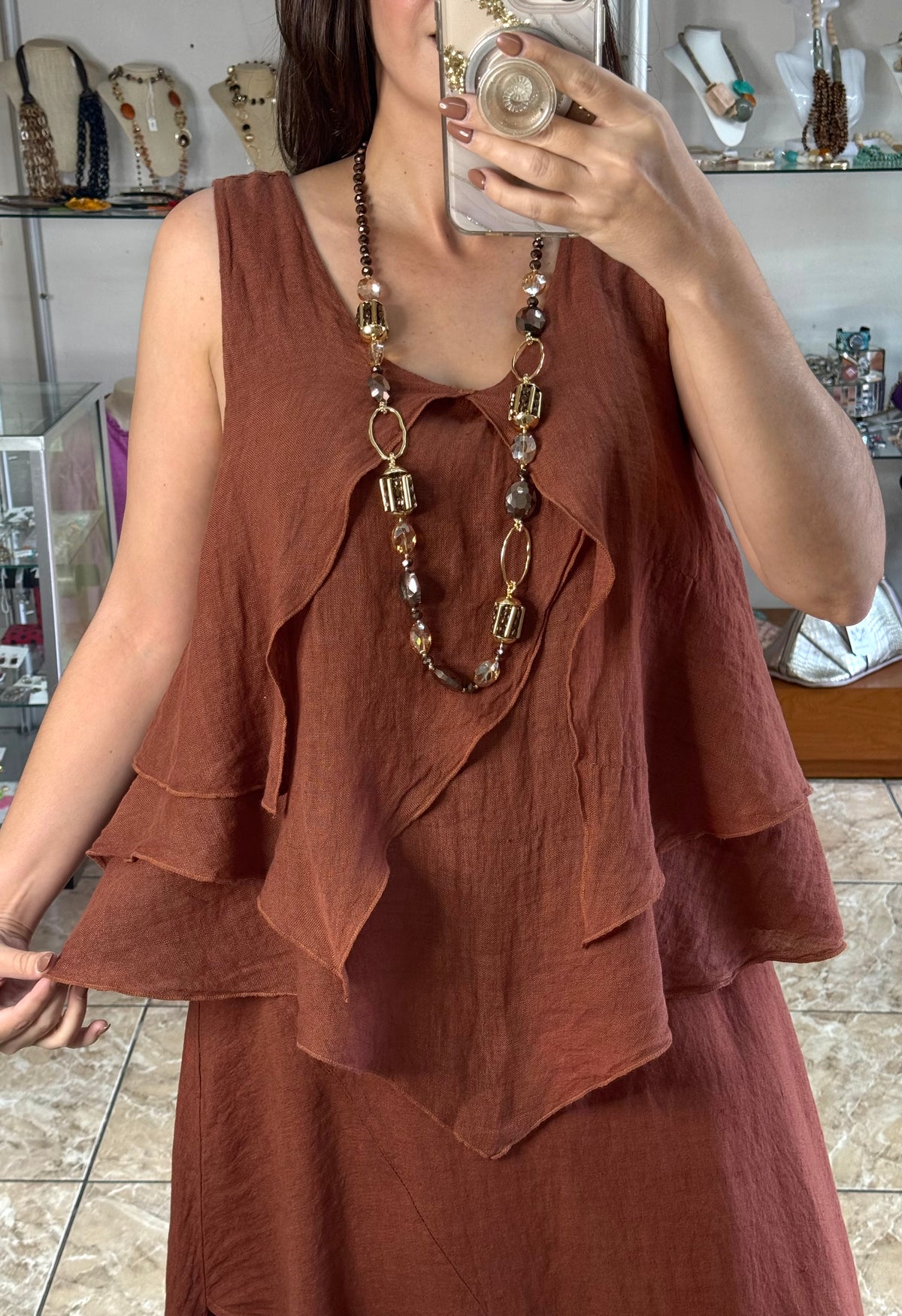 OS Linen Top & Skirt Set (NO RETURNS OR EXCHANGE)