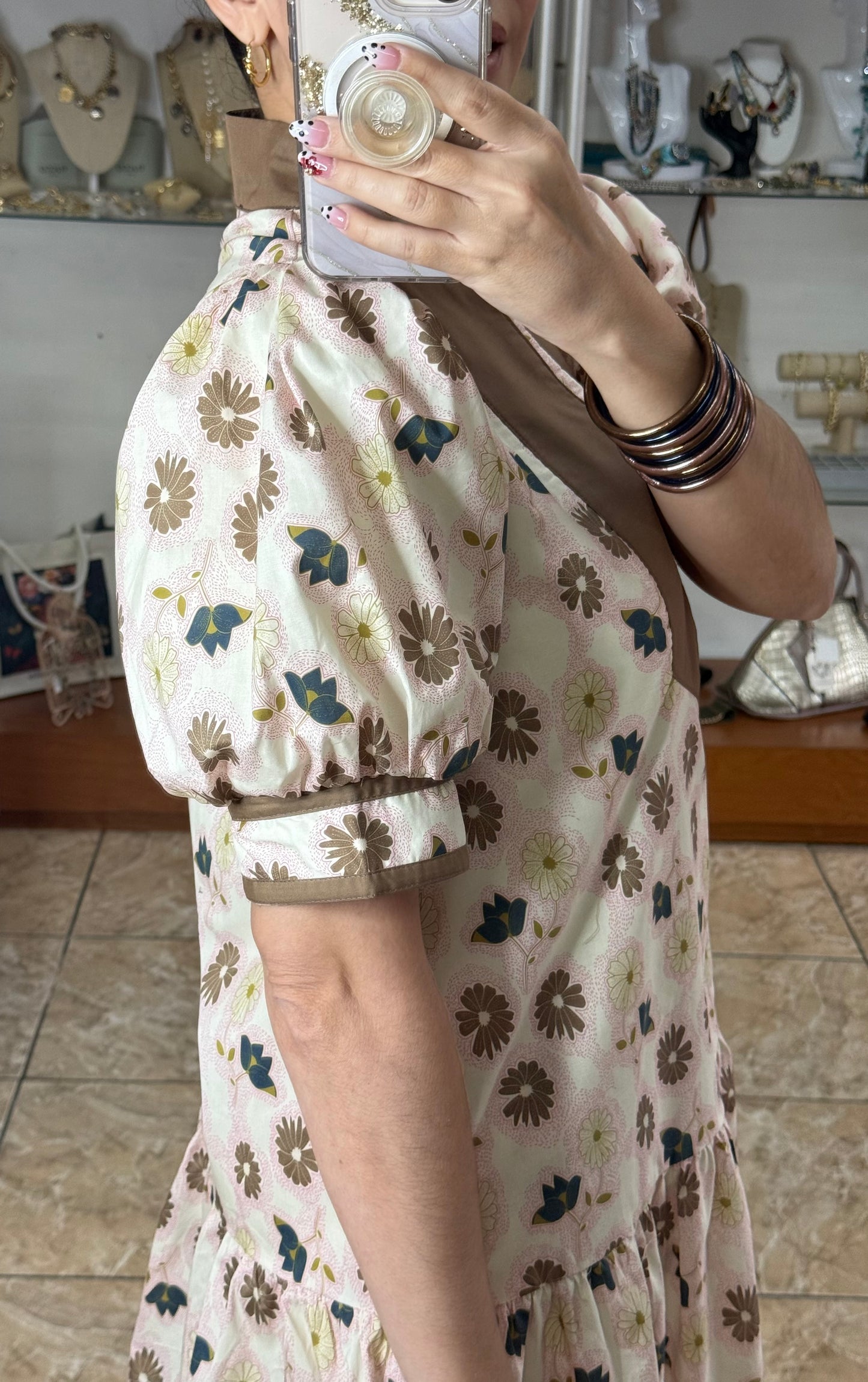 Puff Sleeves Floral Mini Dress