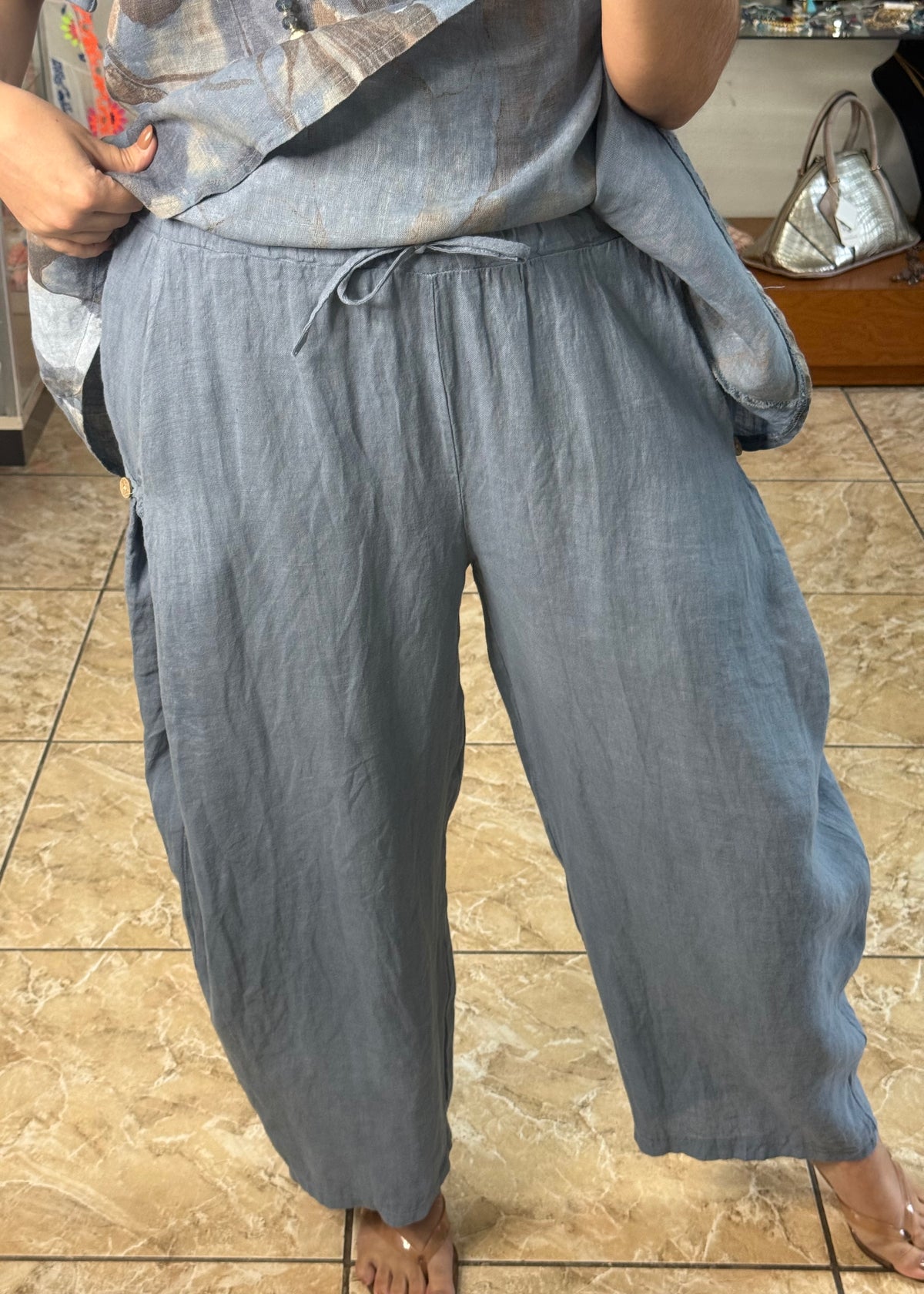 OS Top & Barrel Style Pant Linen Set (NO RETURNS OR EXCHANGE)