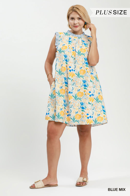 Floral Print Babydoll Dress (PLUS)