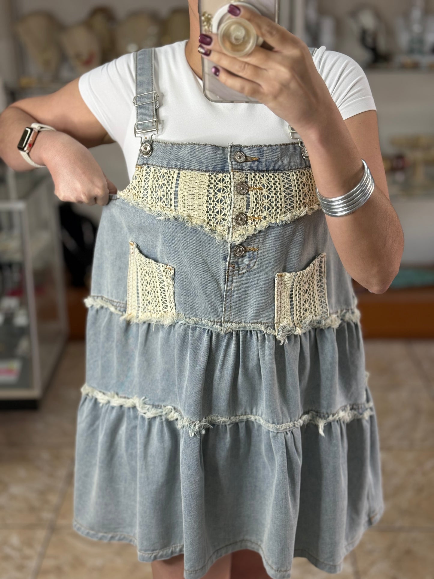 Overall Boho Denim Dress