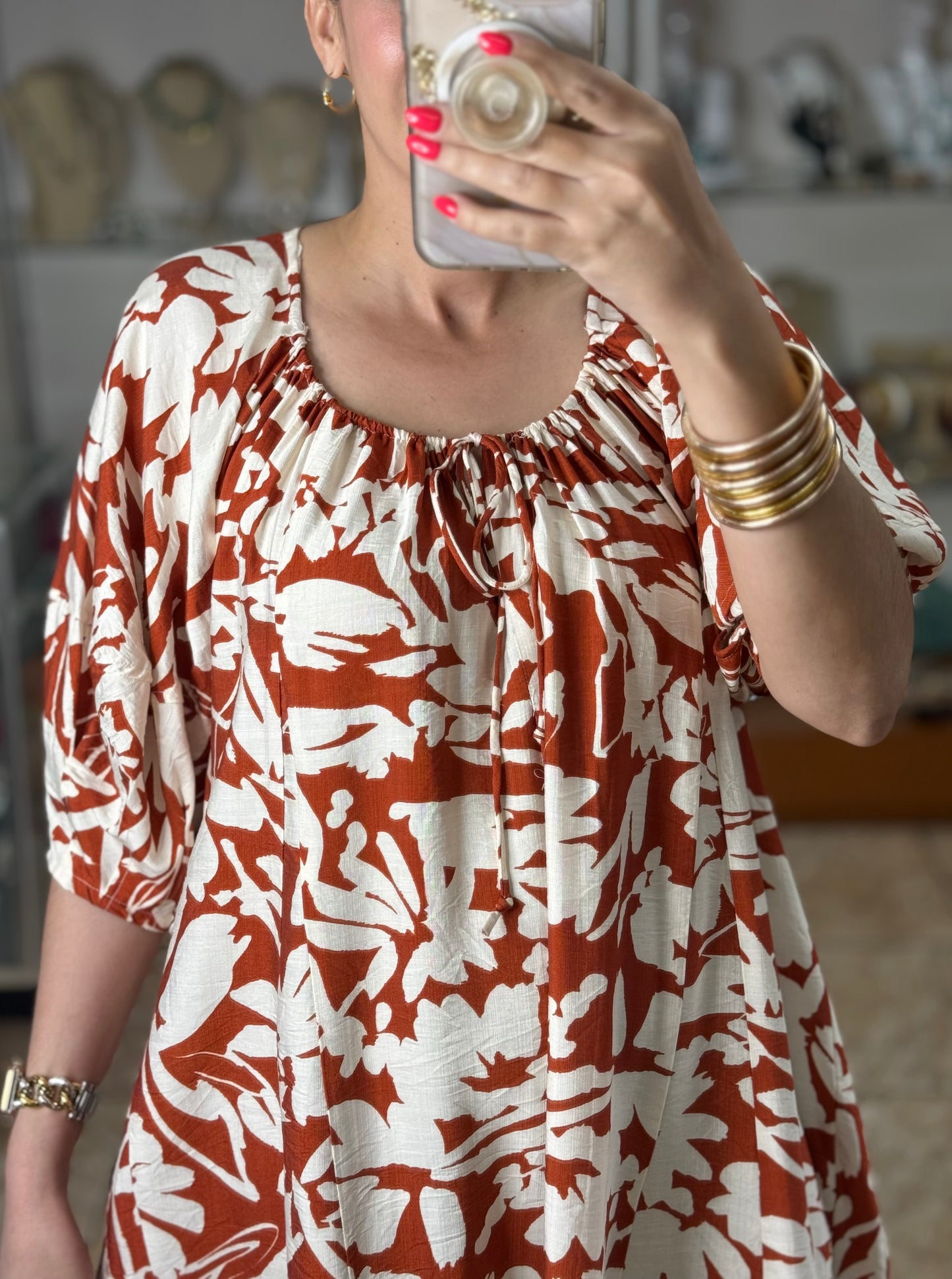 Two Tone Rust Mix Dress