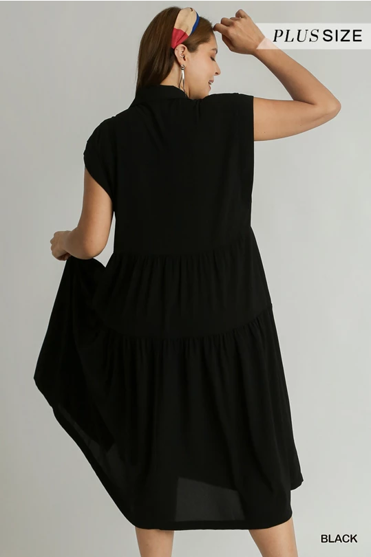 A-Line Tiered Button Maxi Dress