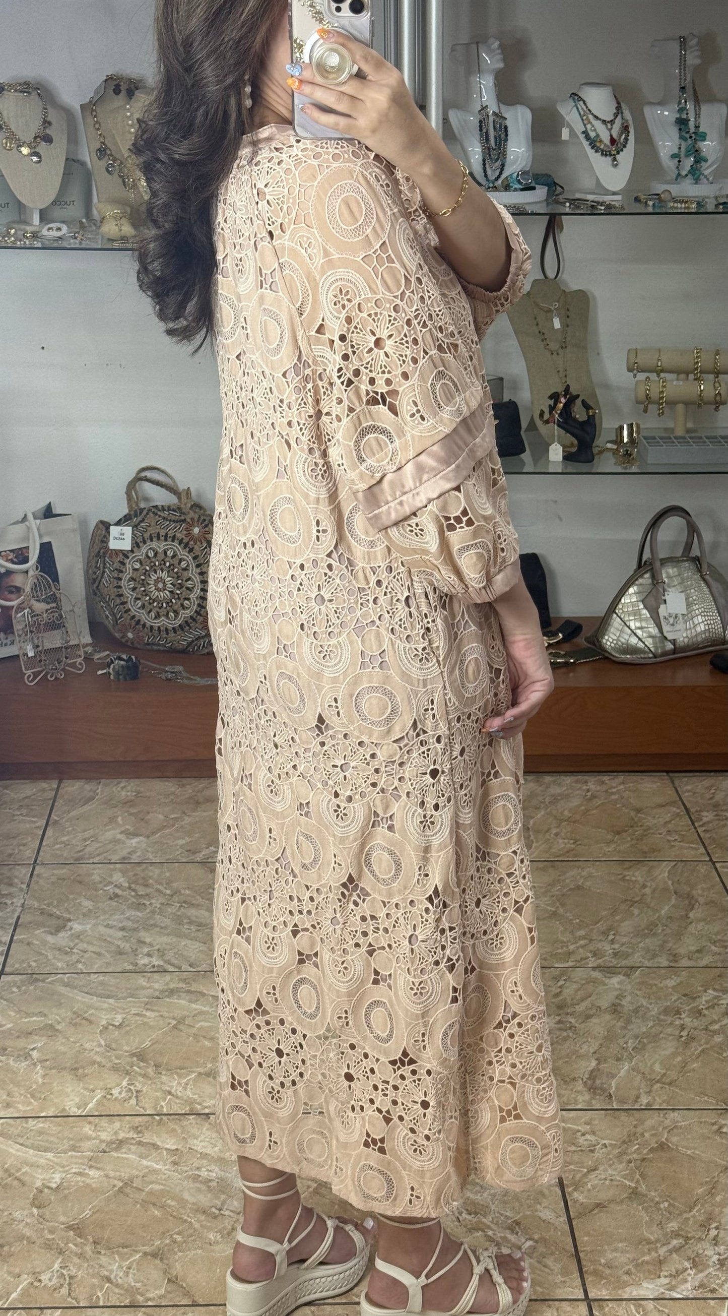 Belisse Embroidered OS Maxi Dress (FINAL SALE)