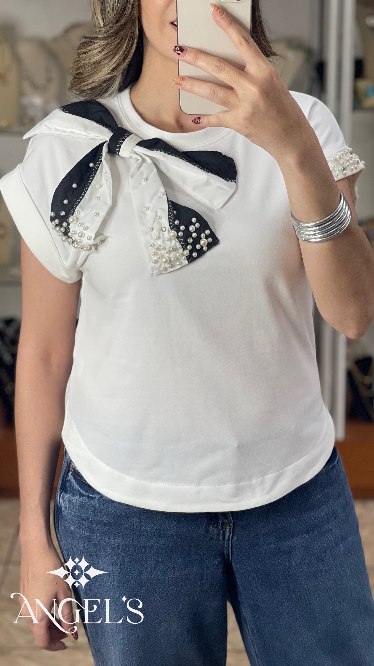 Ribbon and Pearls Top