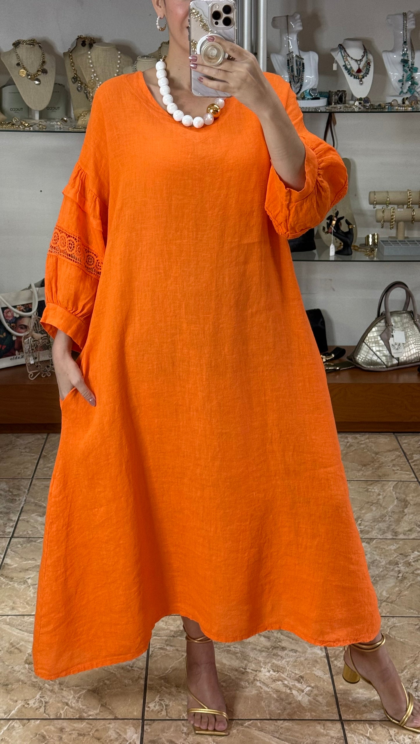 Back Detail OS Linen Maxi Dress (FINAL SALE)