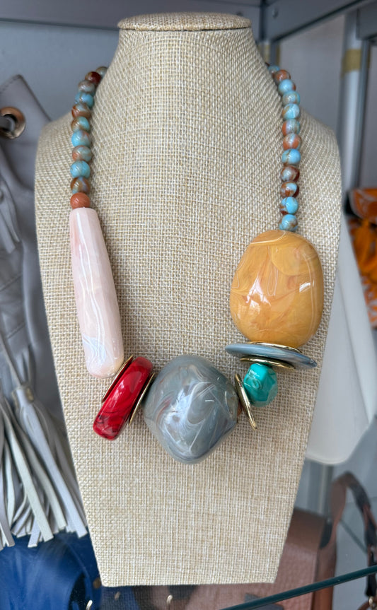 Chunky Beads Boho Necklace (FINAL SALE)