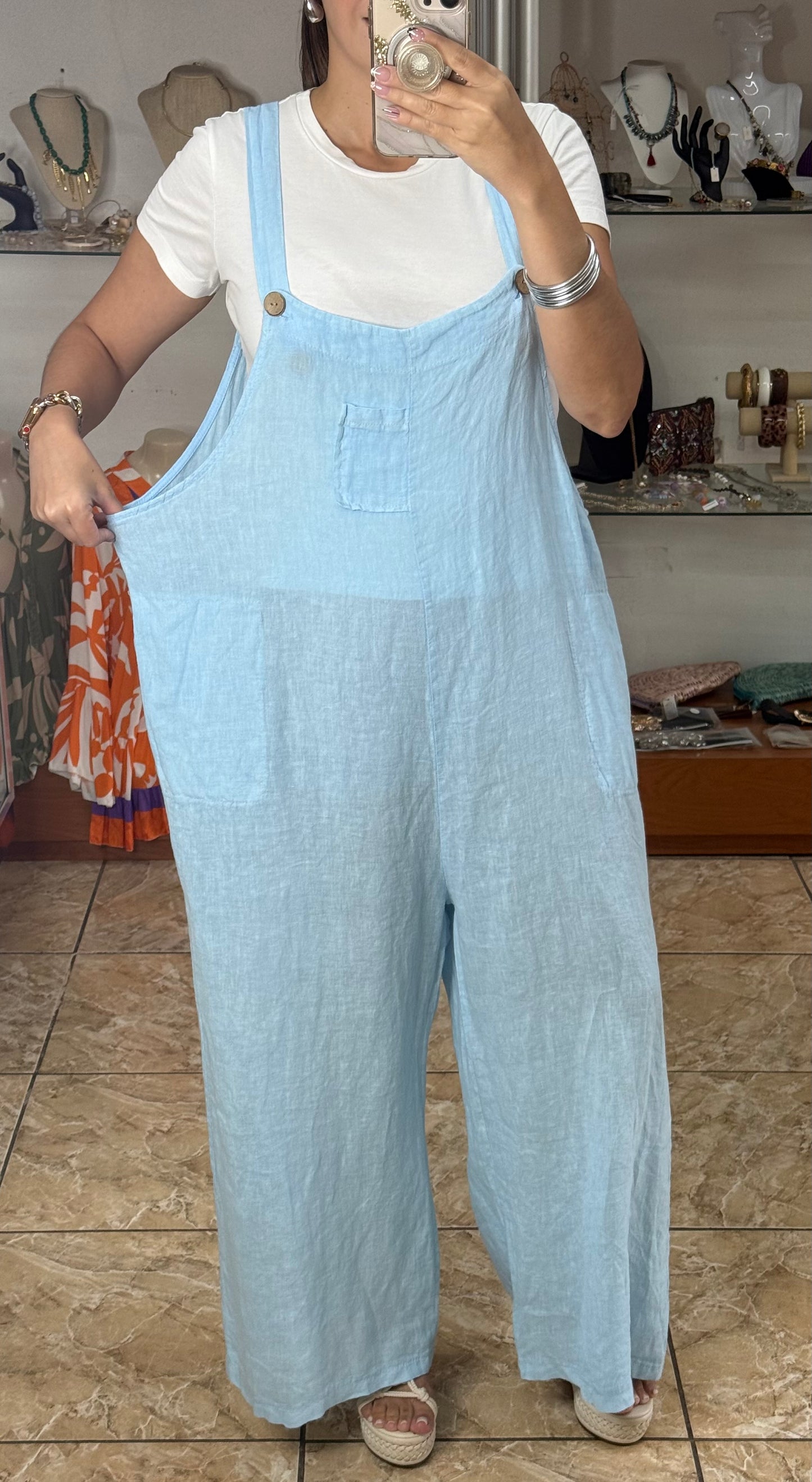 OS Linen Top & Jumpsuit Set (NO RETURNS OR EXCHANGE)