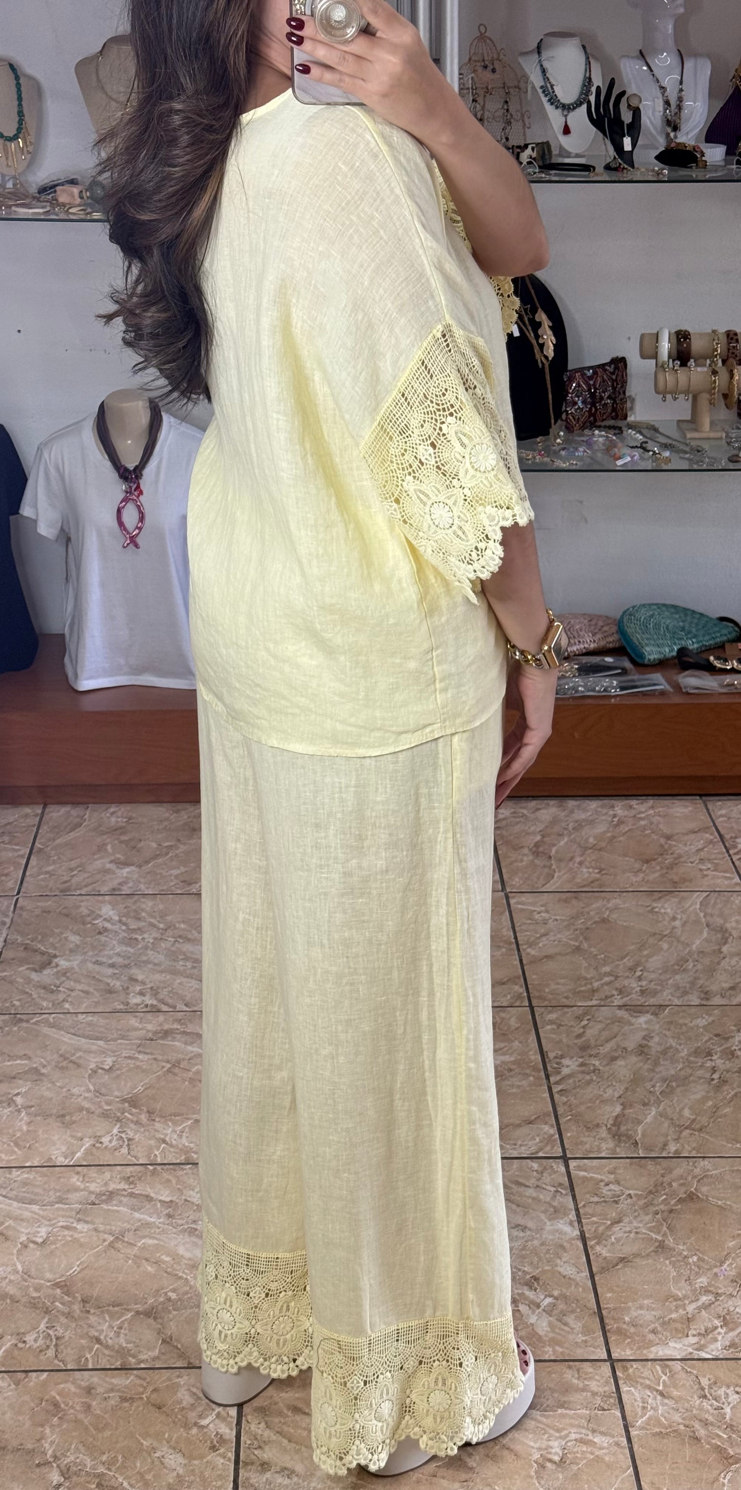 Crochet Trim OS Linen Set (NO RETURNS OR EXCHANGE)