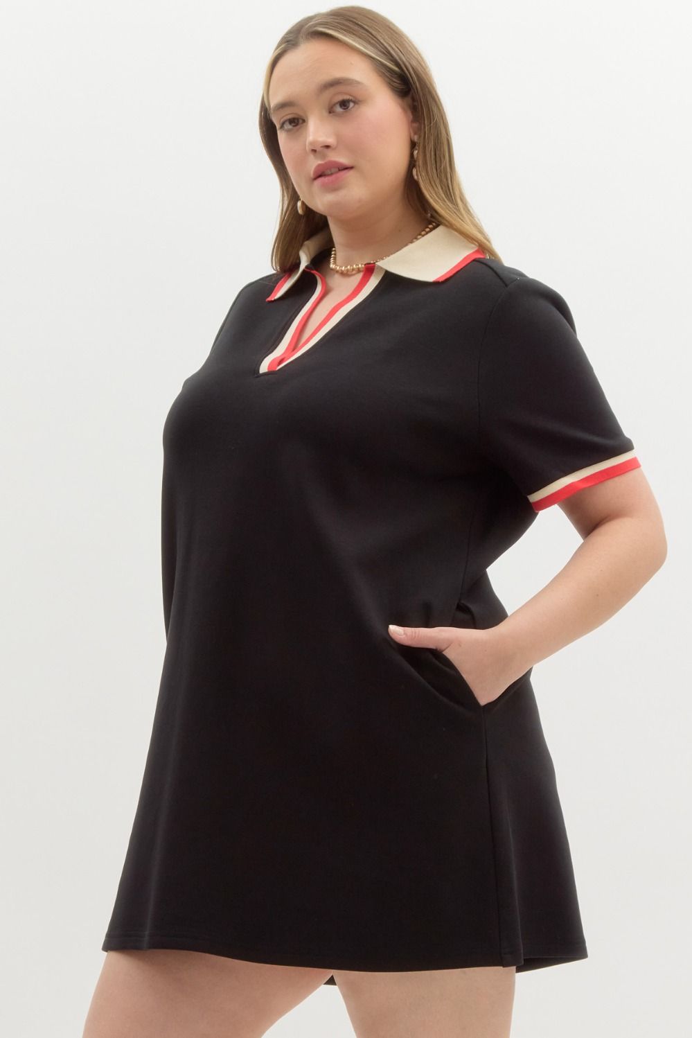 Black Pullover Mini Dress (PLUS)