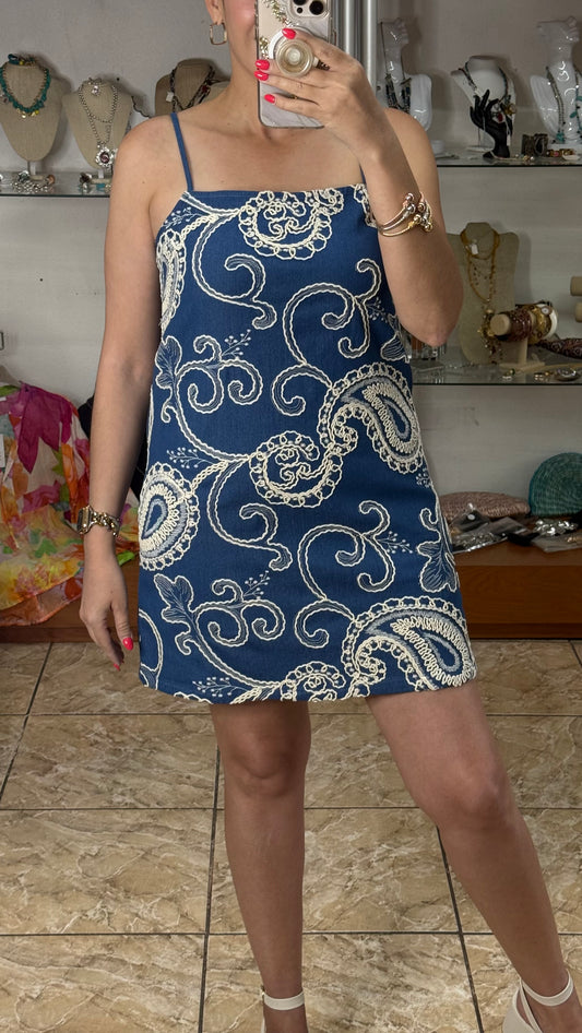 Paisley Denim Mini Dress
