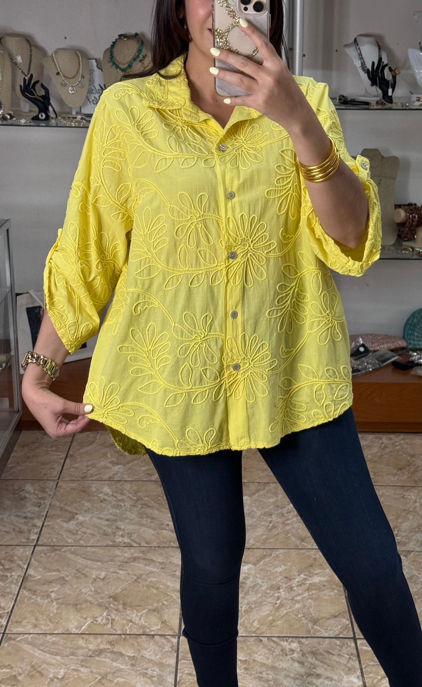 OS Embroidered Tunic Top (NO RETURNS OR EXCHANGE)