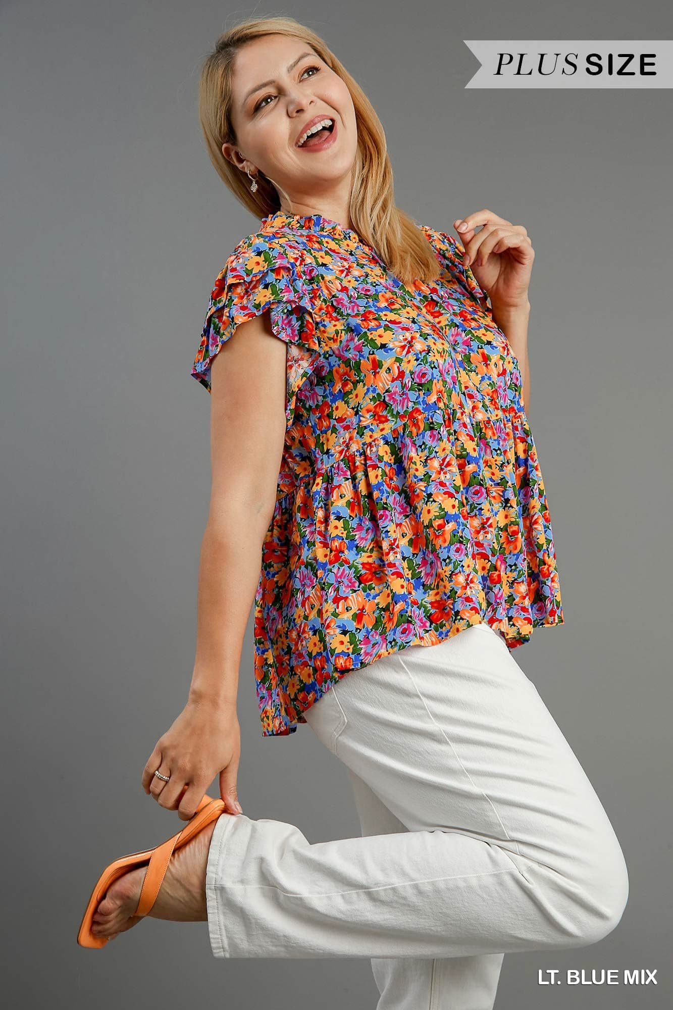 Floral Print Layered Top (PLUS)