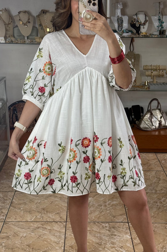 Garden Floral Embroidered Dress (FINAL SALE)