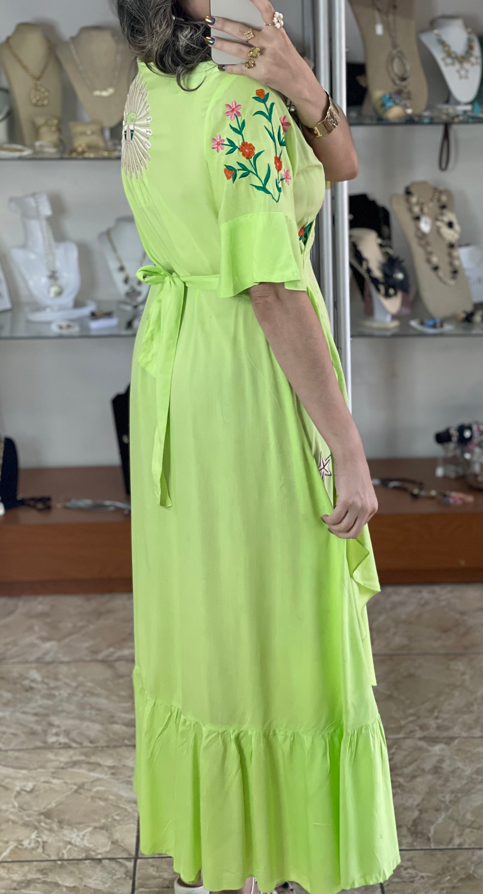 Lime Embroidered Wrap Maxi Dress Lime Embroidered Wrap Maxi Dress
