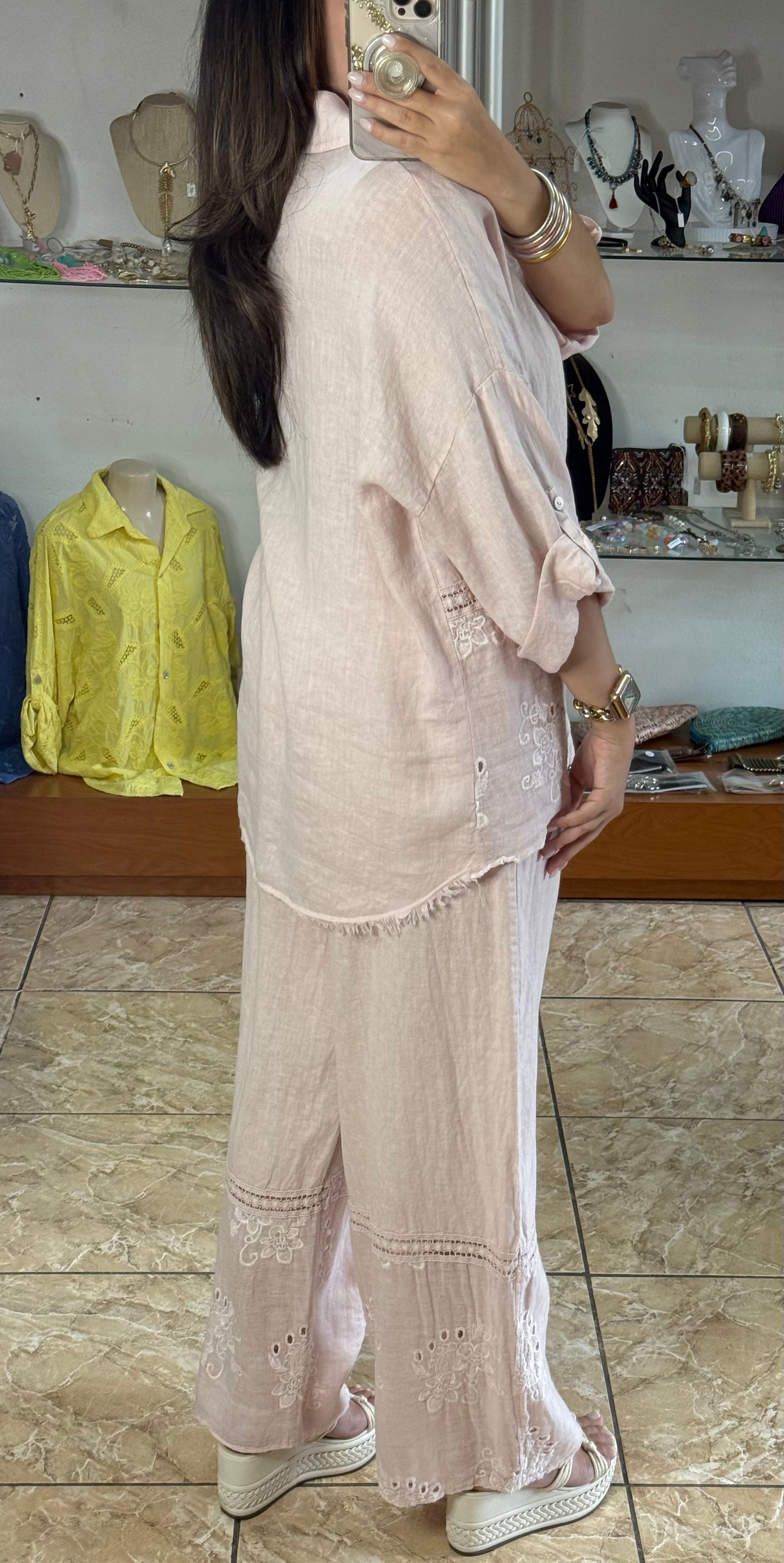OS Button Down Top & Pant Set (NO RETURNS OR EXCHANGE)