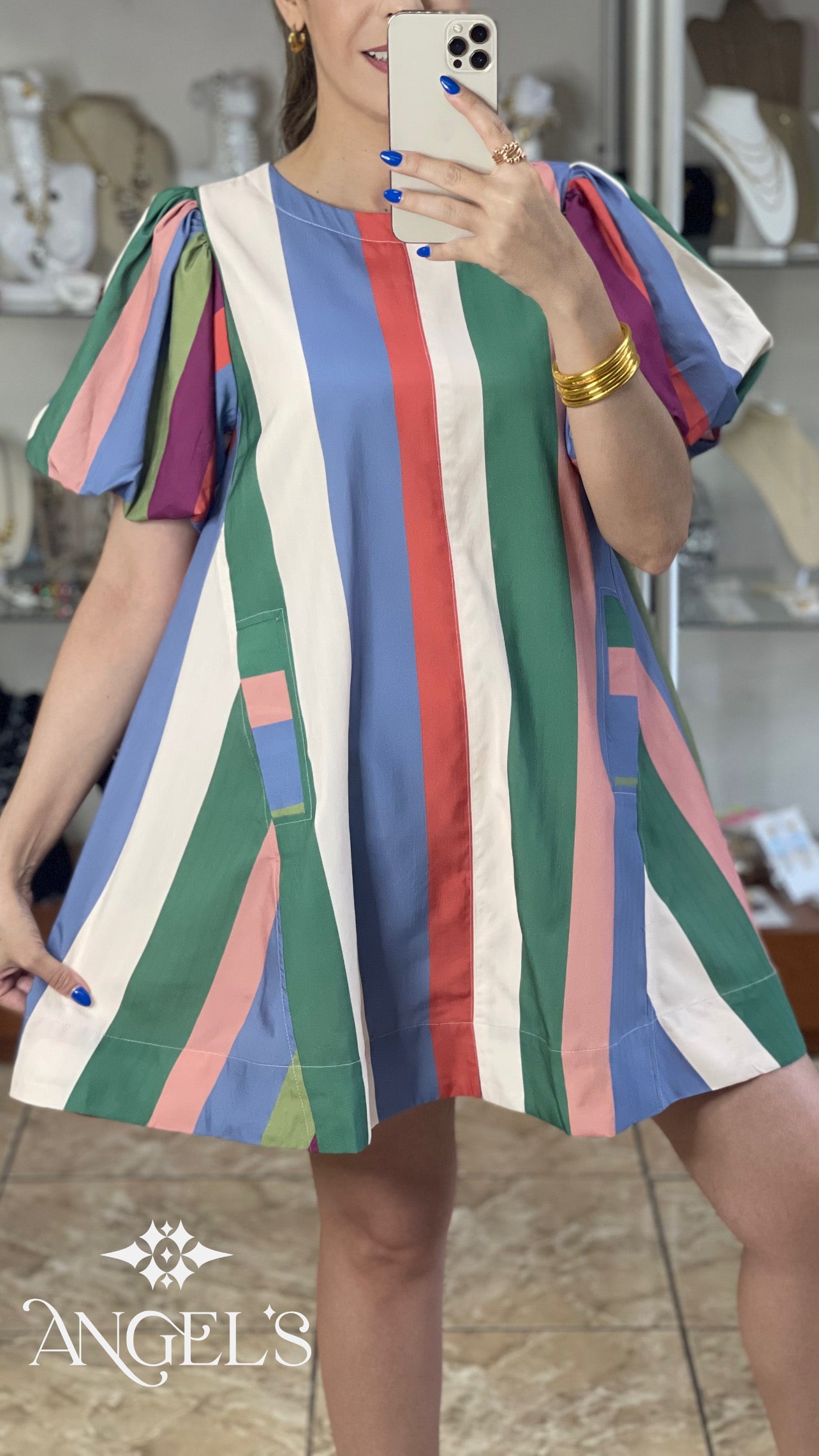 Multicolor Stripes Mini Dress