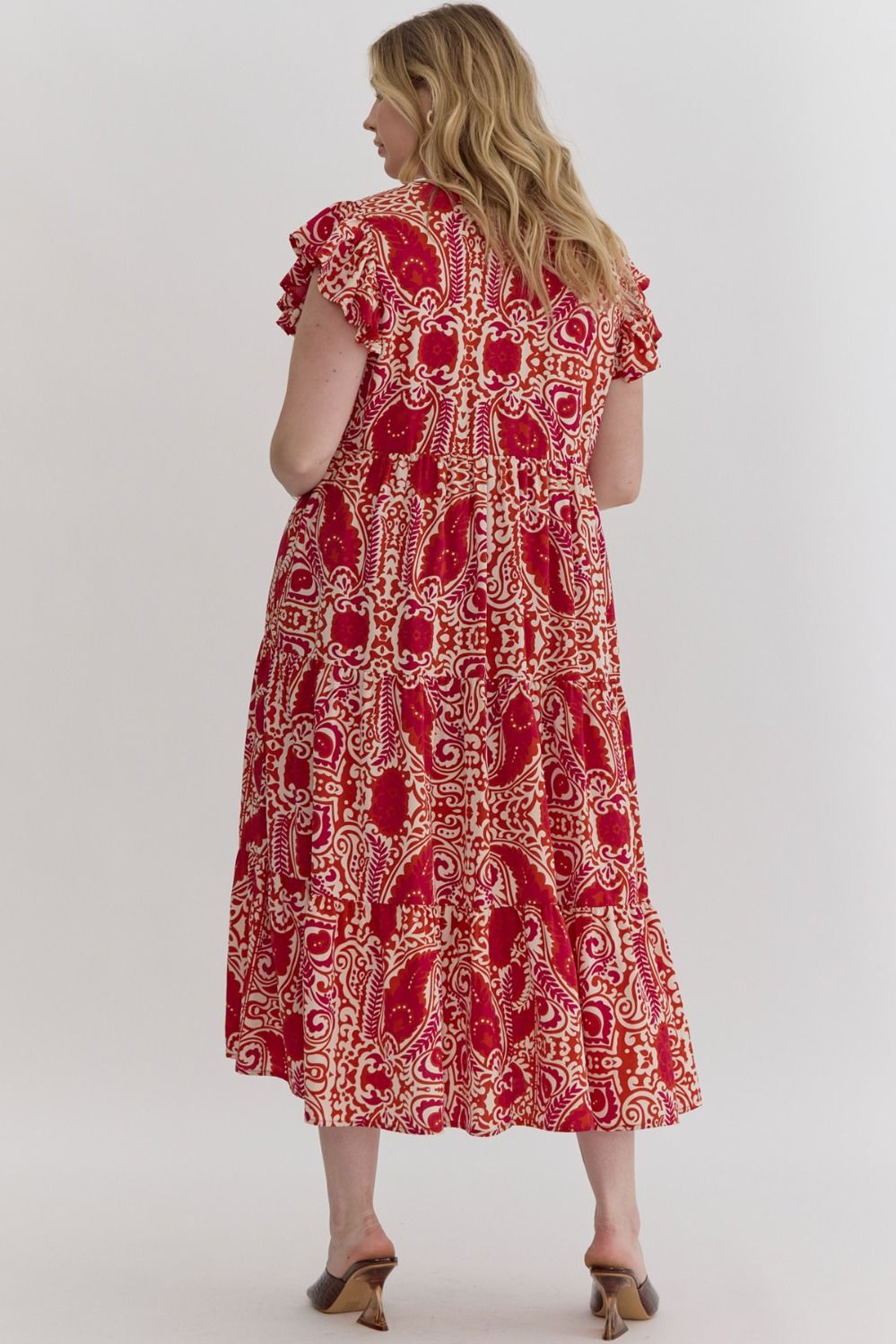 Red Print Midi Dress