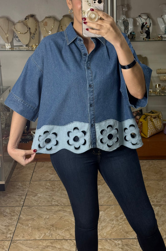 Two Tones Denim Top