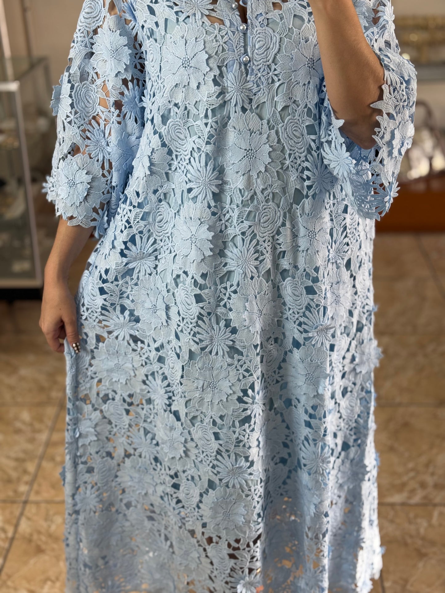 Floral Appliqué OS Maxi Dress (NO RETURNS OR EXCHANGE)