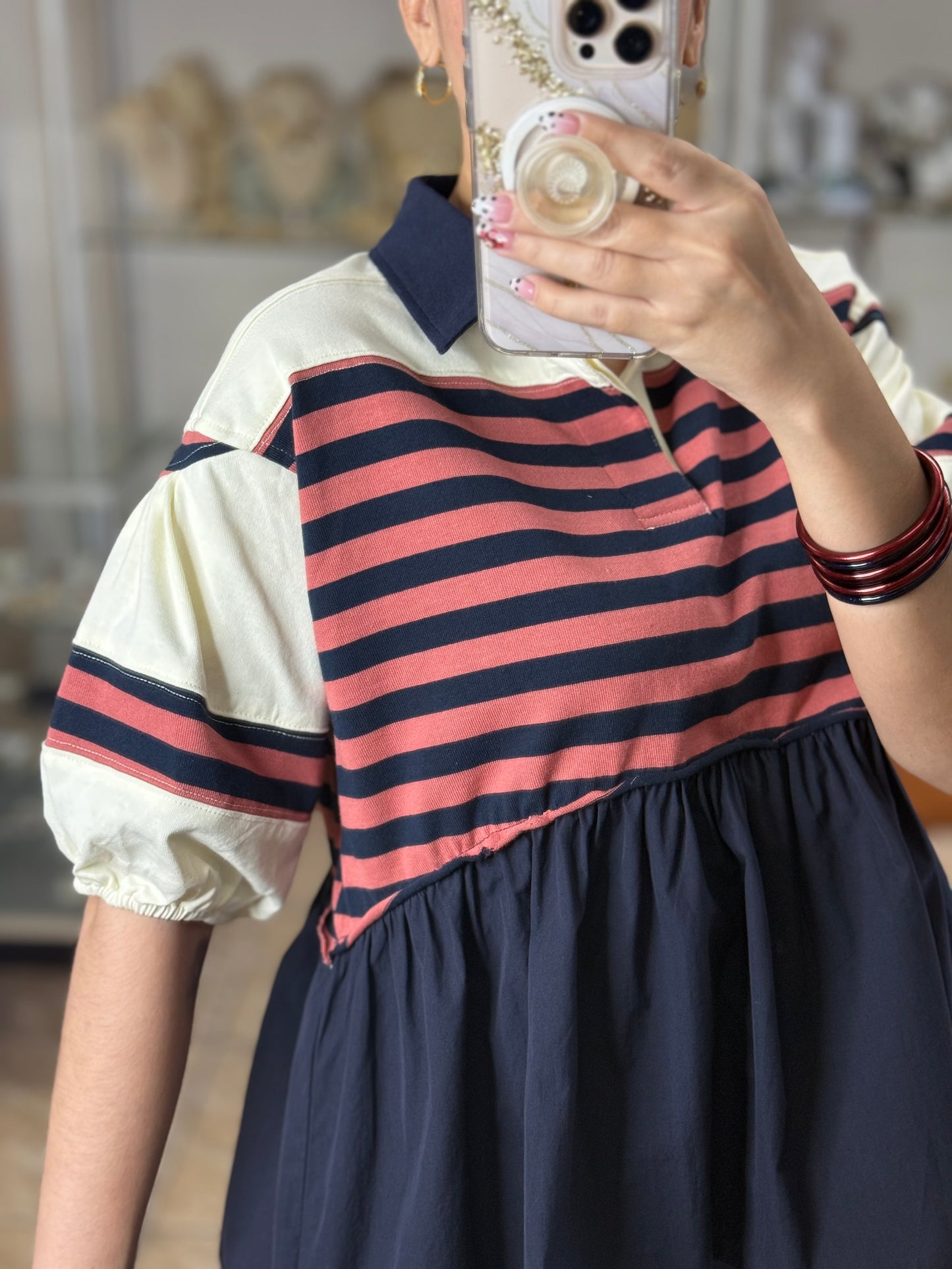 Navy Mix Stripes Top