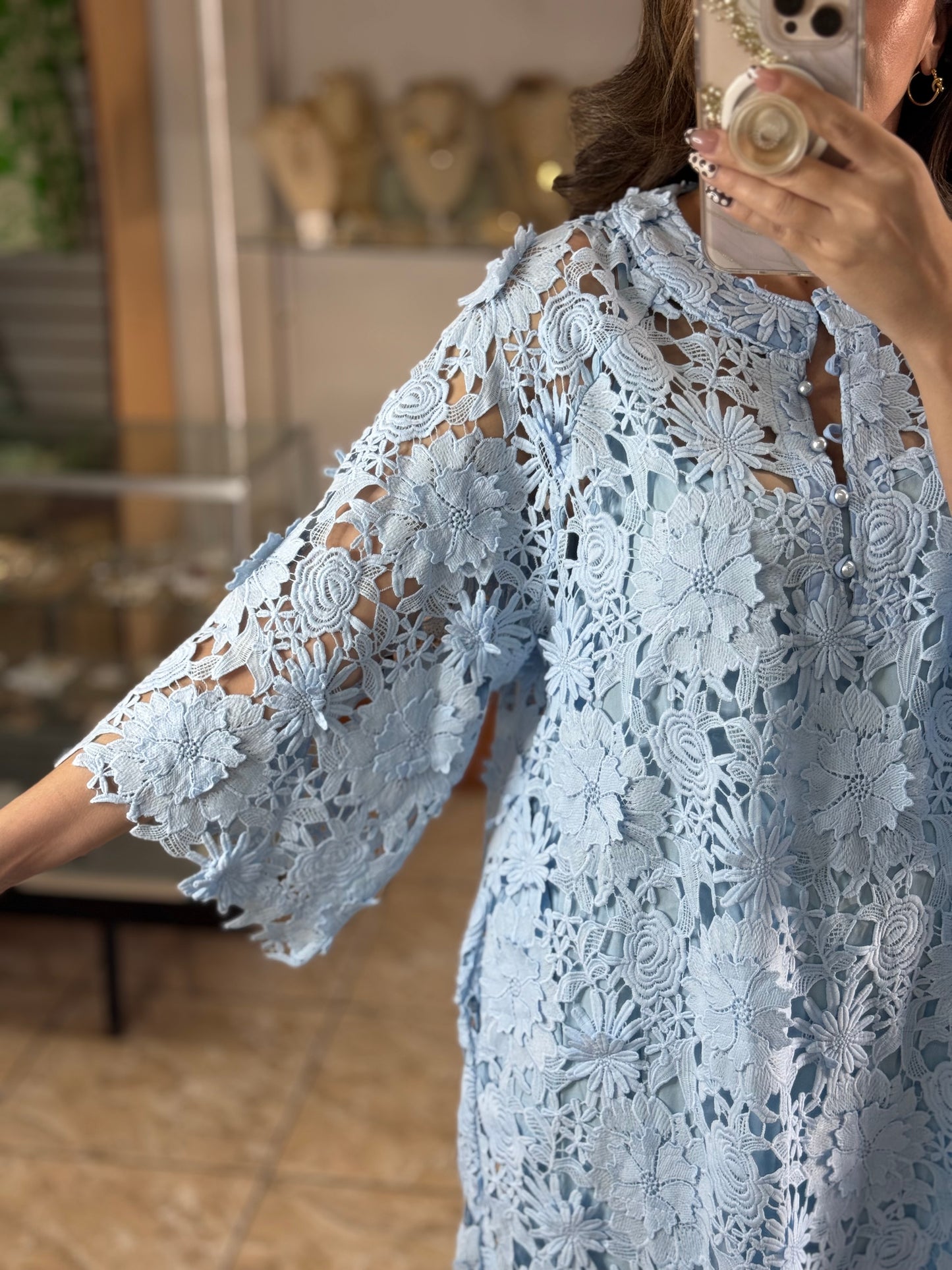 Floral Appliqué OS Maxi Dress (NO RETURNS OR EXCHANGE)