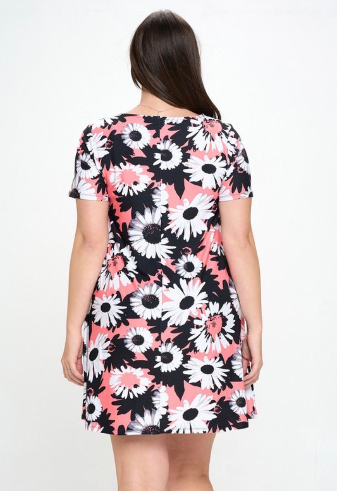 Black/Pink Mix Floral Dress (PLUS)