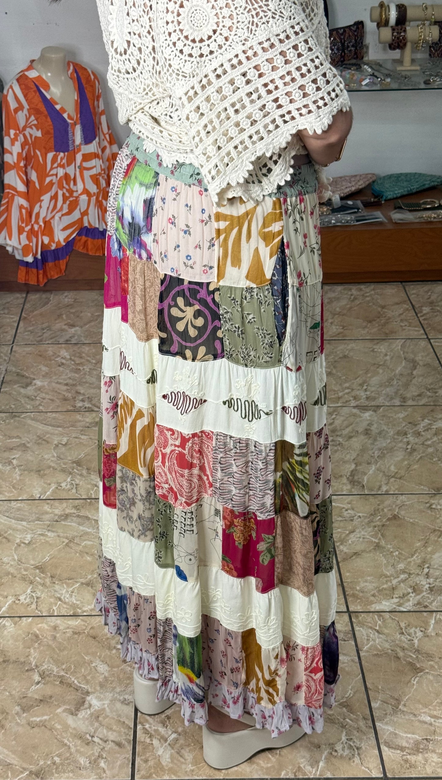 Patches Maxi Skirt