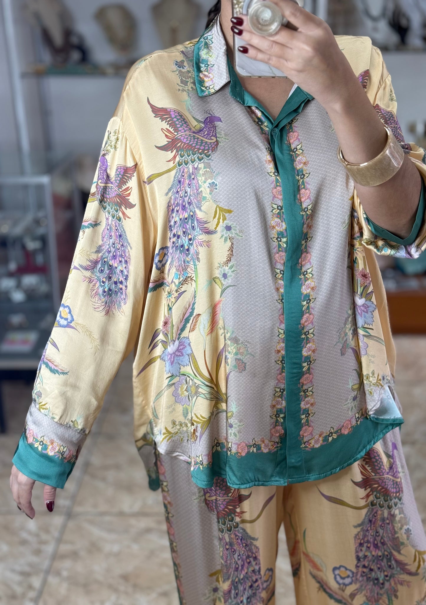 Birds & Flowers OS Satin Set (NO RETURNS OR EXCHANGE)