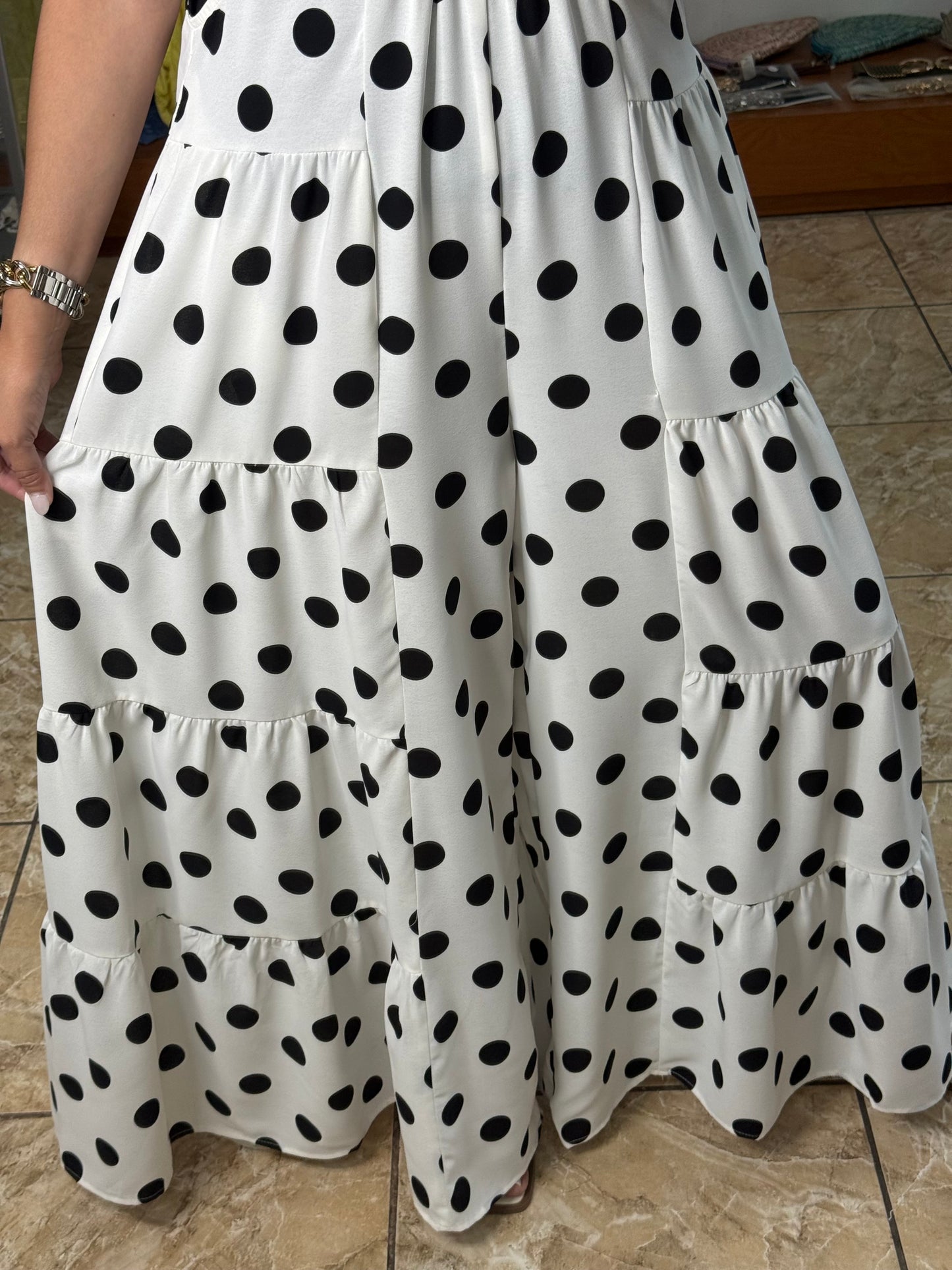 White/Black Polkadot Overall (REGULAR & PLUS) (TOP SOLD SEPARATELY)