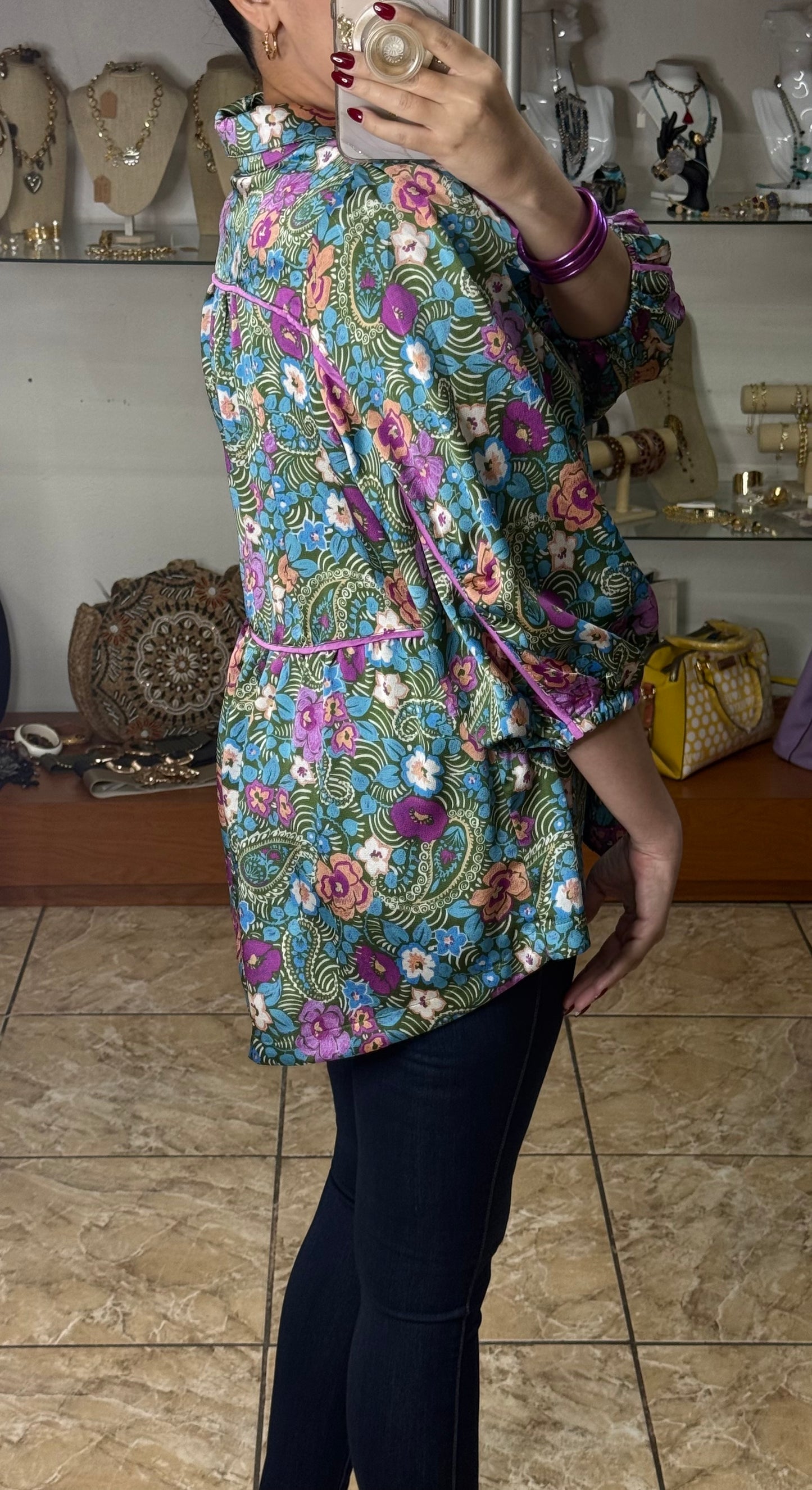 Lilac Mix Floral Satin Top