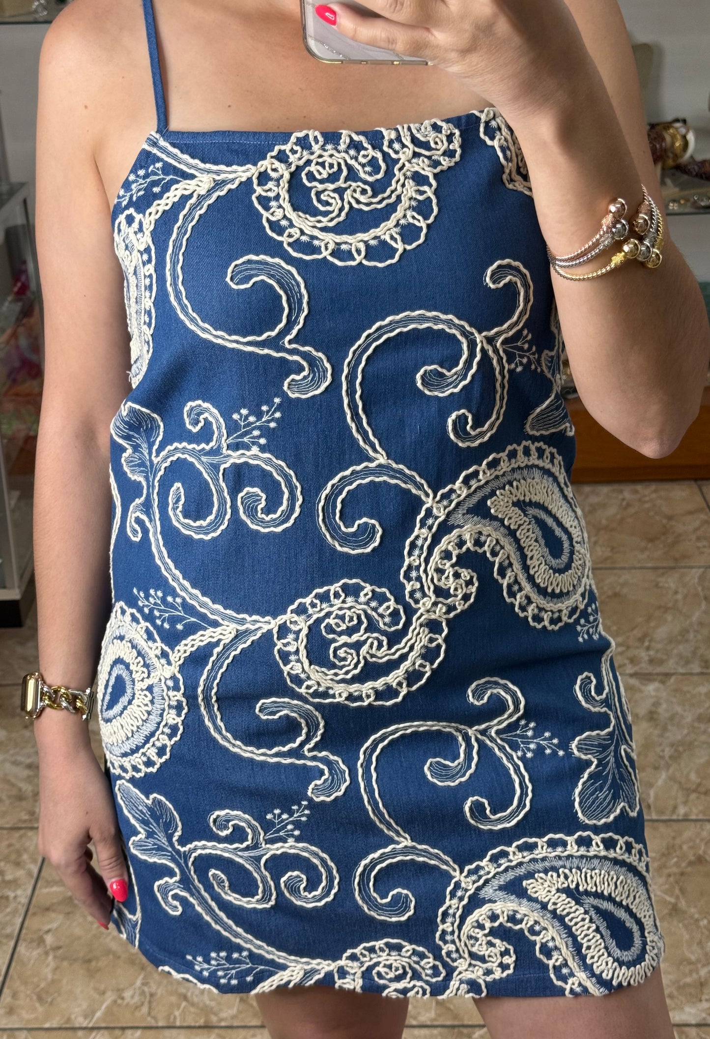 Paisley Denim Mini Dress