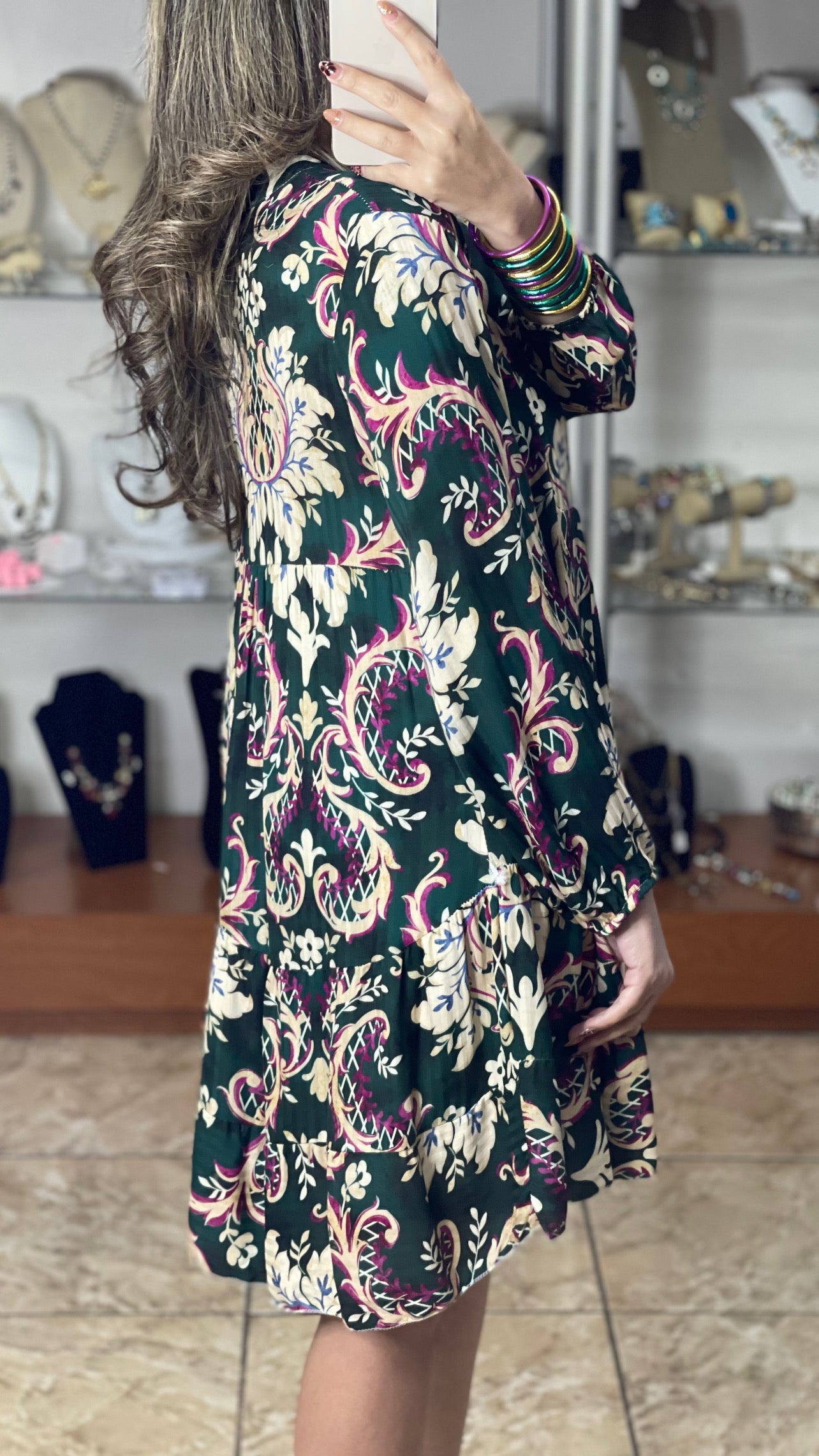 Long Sleeves Hunter Green OS Dress