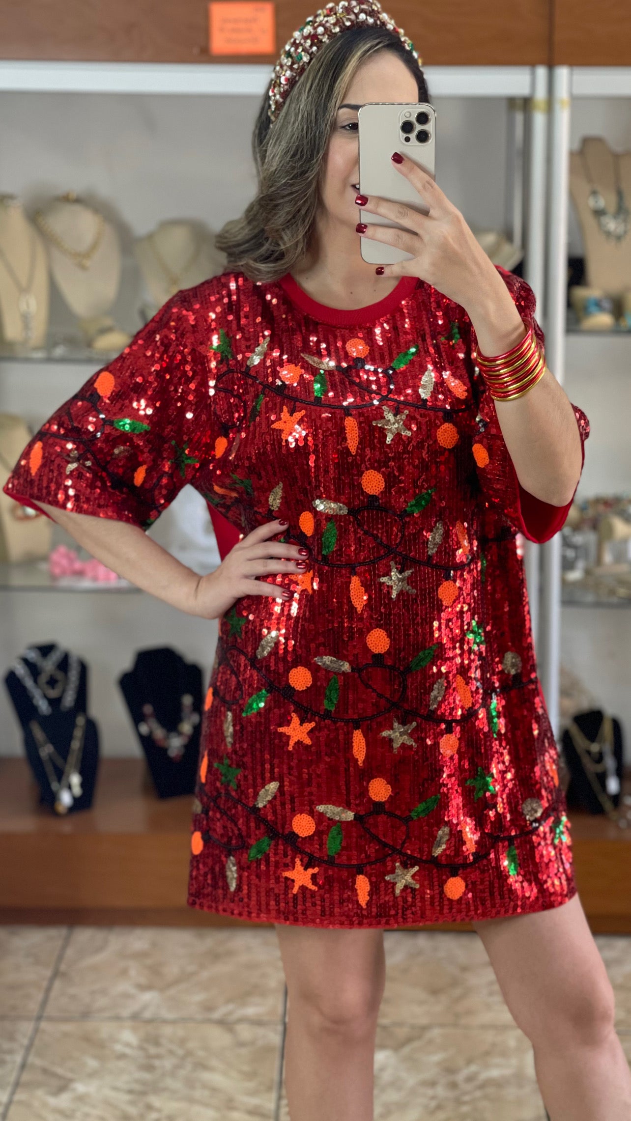 Christmas Lights OS T-Shirt Dress