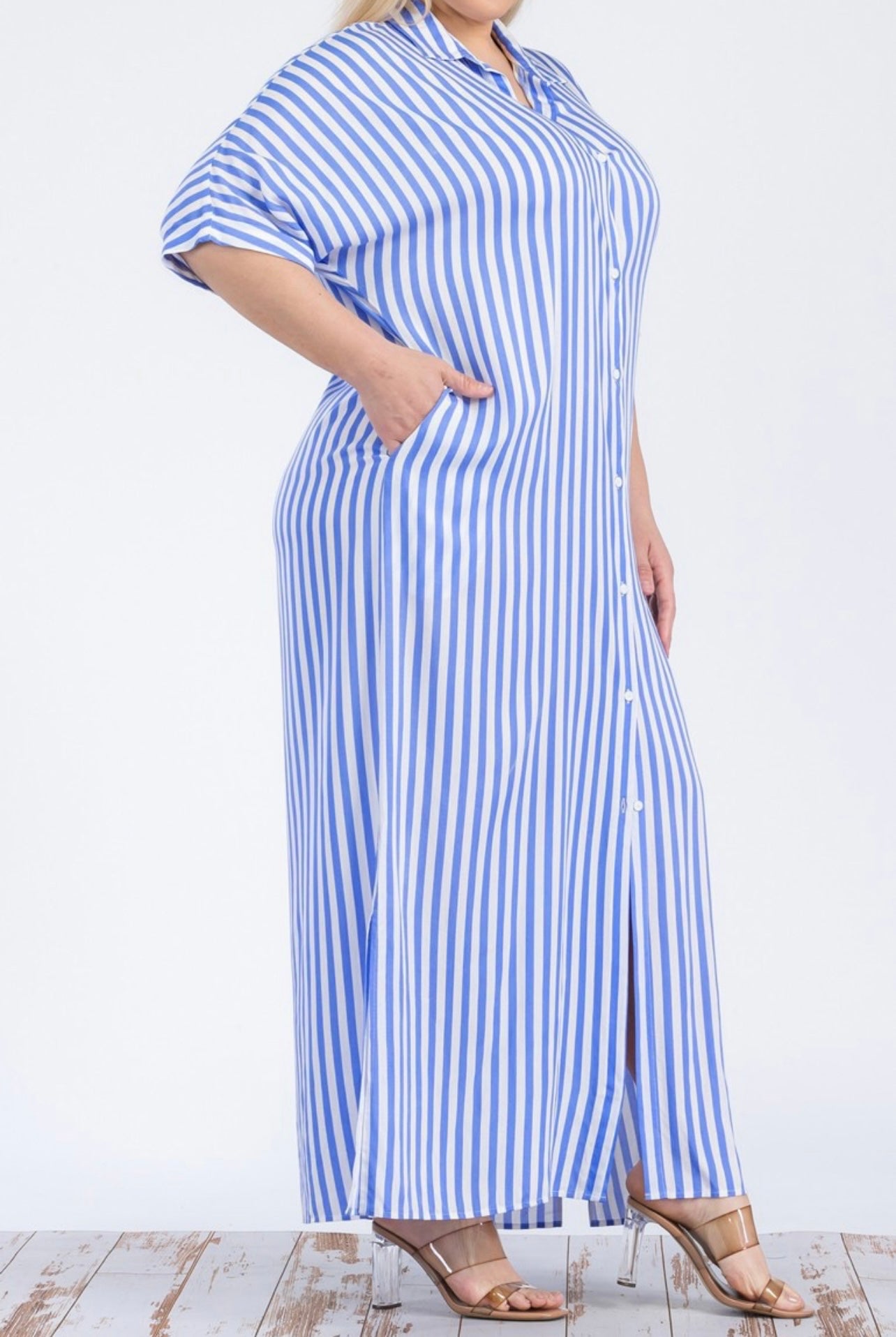 Blue Stripes Maxi Dress