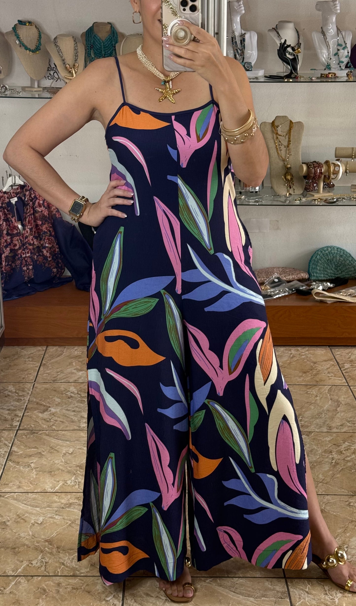 Navy Mix Jumpsuit