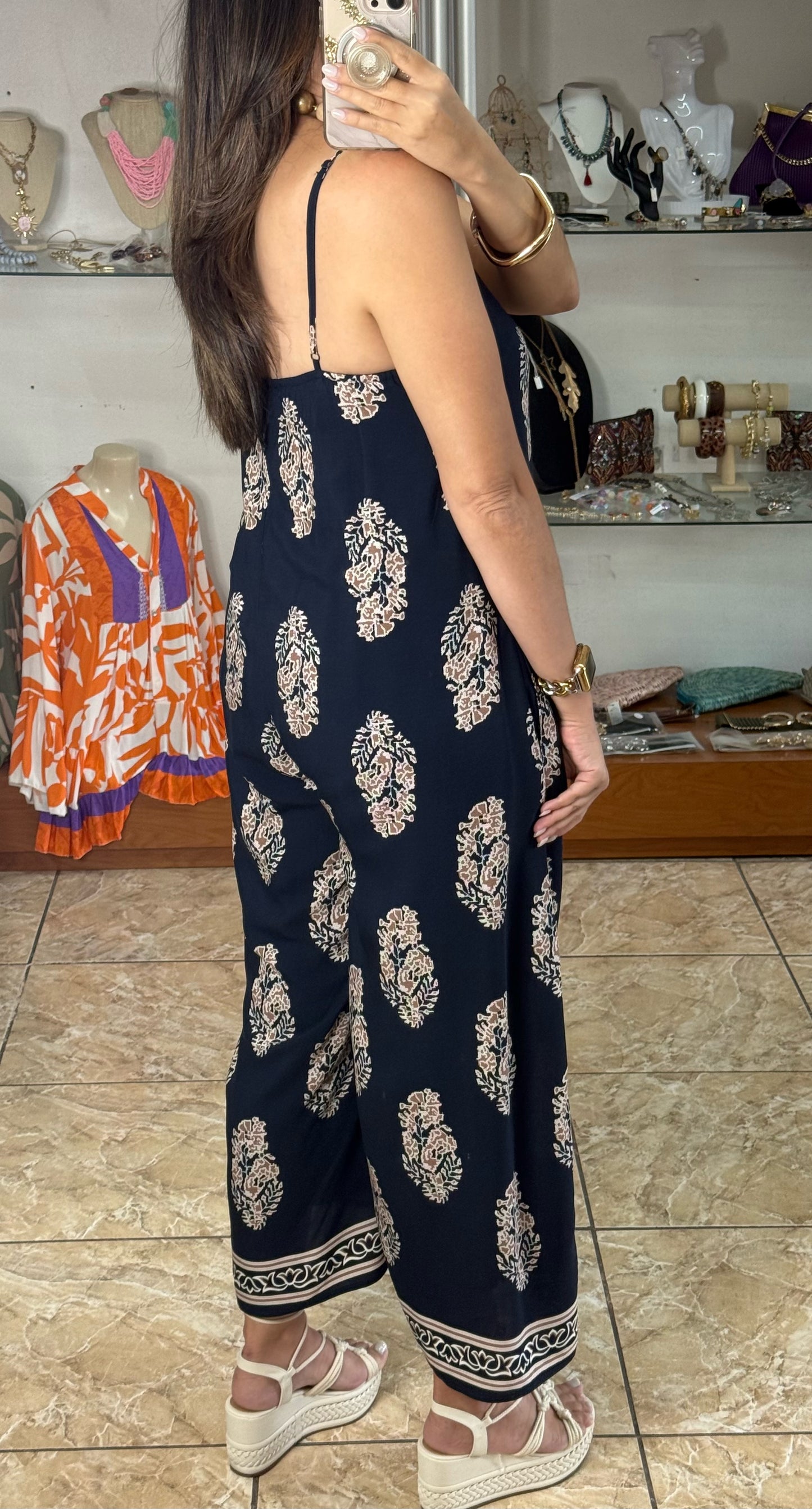Navy/Brown Mix Jumpsuit