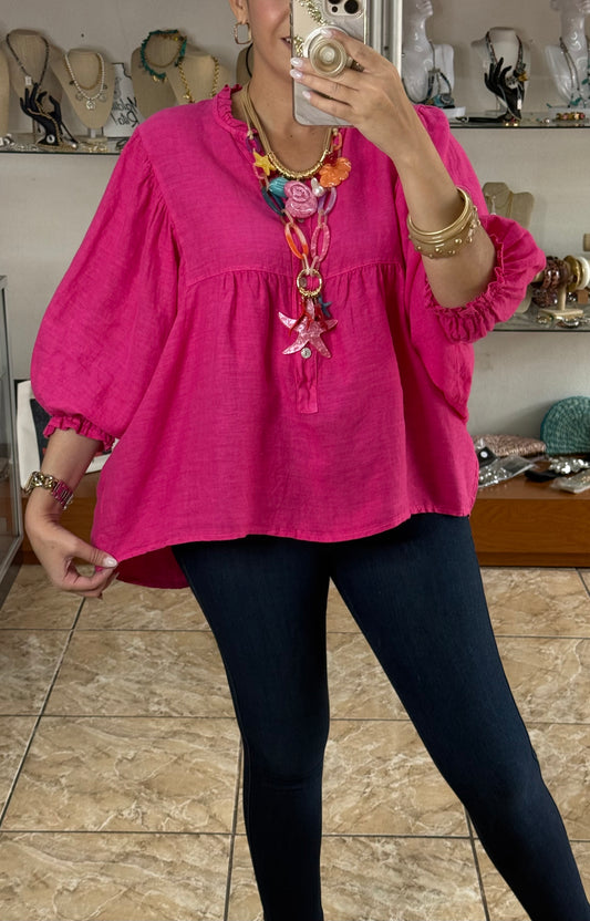 OS Babydoll Linen Top (NO RETURNS OR EXCHANGE)