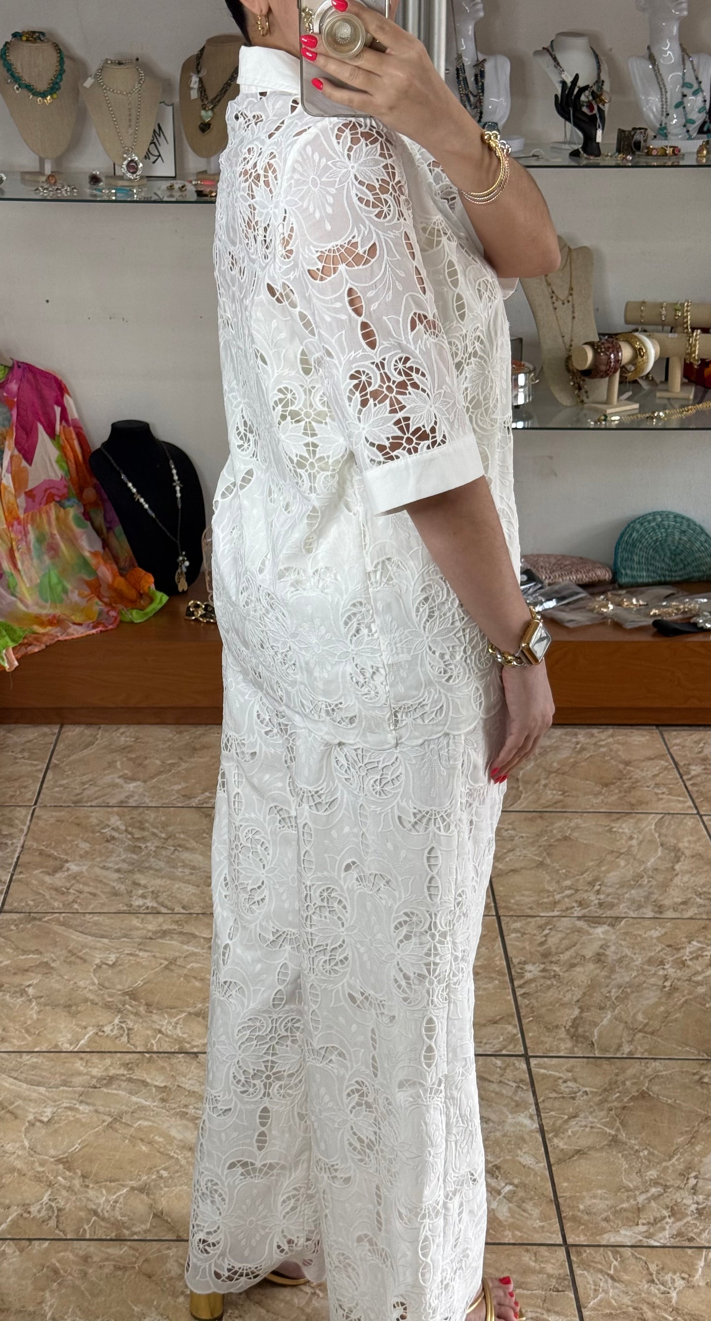 OS White Lace Top and Pant Set (NO RETURNS OR EXCHANGE)